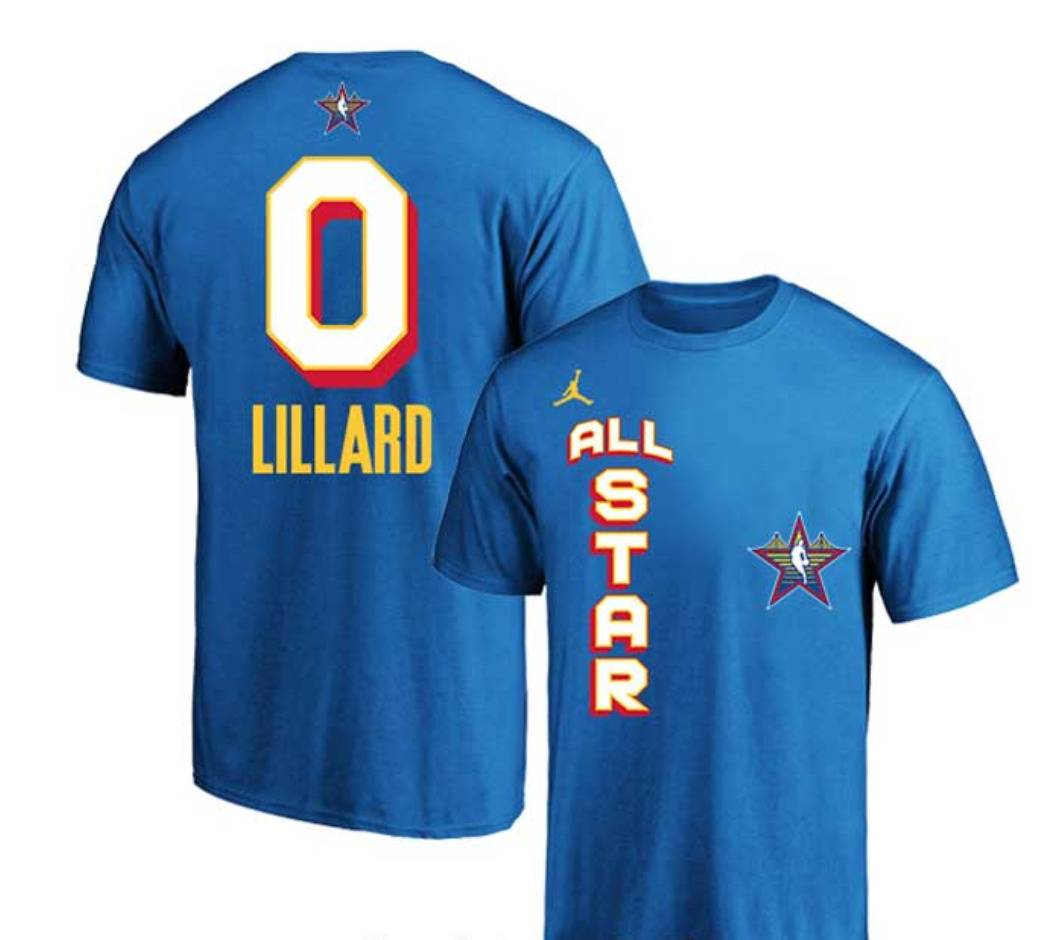 Men 2025 NBA all Star 0 Lillard blue T Shirt